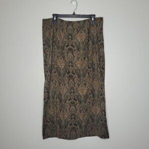 Vintage y2k Harve Bernard green brown paisley grunge witchy midi maxi skirt 18